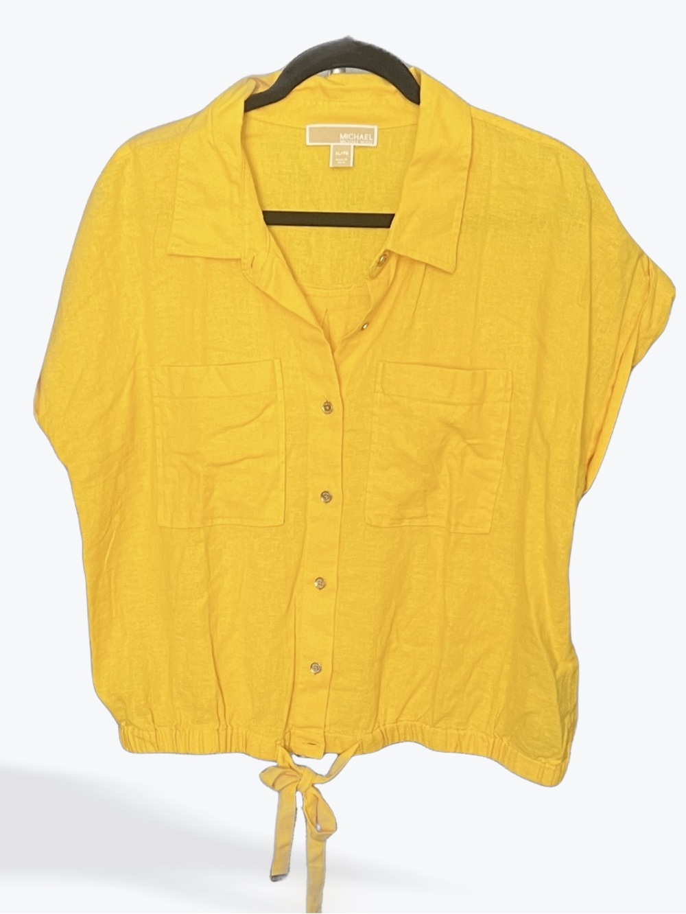 MICHAEL Michael Kors Bright Yellow Button-Front Tie-Hem Shirt